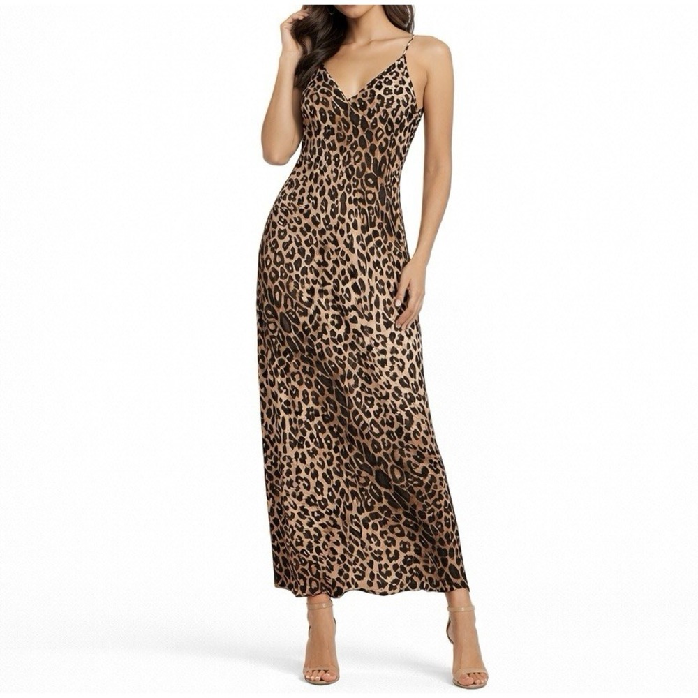 Allsaints Y2k Animal Print Fairy Maxi Slip Dress Medium Retro Prom Silky Party